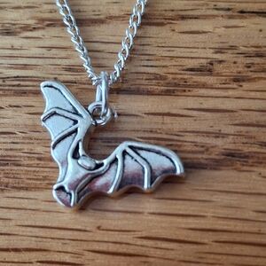 Silver Bat Pendant Necklace